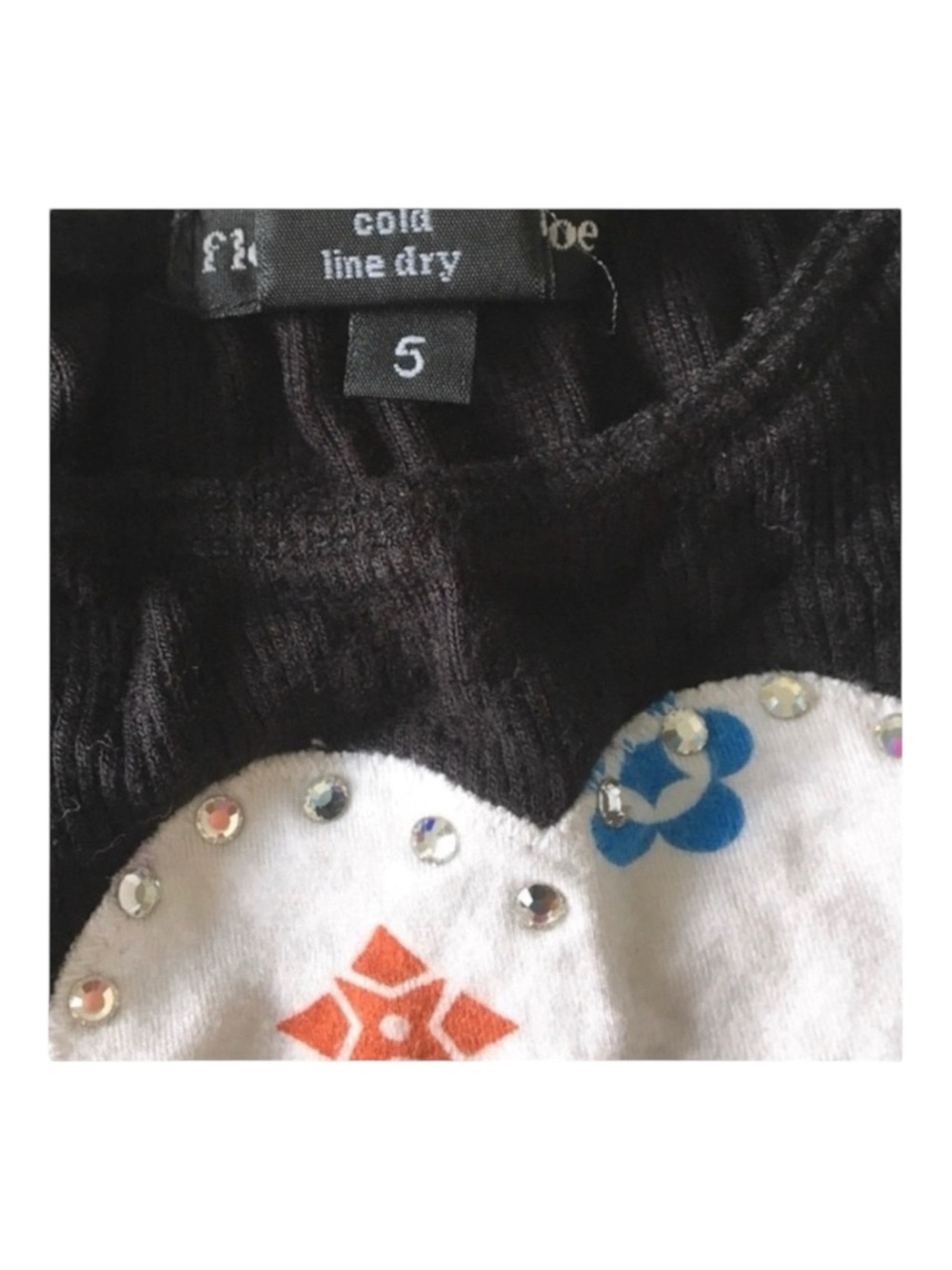 Flowers by Zoe ꕥ Handbag Patch Crystal Embellish Top ꕥ Black Colorful Print ꕥ 5 - Picture 8 of 16